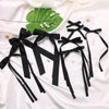 20PCS Black Hair Bows for Women, Hair Ribbons for Girls Hair, 12PCS Long Tassel Bowknot Ponytail Holder and 8PCS Short Tail Hair Clips, Solid Silky Hair Barrettes Satin Hair Accessories