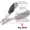 Toe Nail Clippers for Thick Nails – KLIPP Toenail Clippers Ingrown and Cuticle Nipper Trimmer Made of Rustproof Stainless Steel with Short Curved Blades, Ergonomic TPU Grips and Dual Spring Mechanism