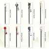 Lawie 8 Pack Wooden Hair Sticks Wood Chinese Hair Pins with Tassel Dangle Crystal Beads Flower Long Hair Chopstick Picks With Charm for Twist Bun Holder Fork Hair Slides Hair Accessories for Women