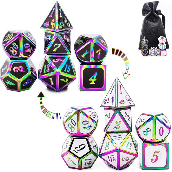 HAOMEJA DND Metal dice Color Changing Temperature dice D&D Set Dungeons and Dragons Role Playing Dice Black White