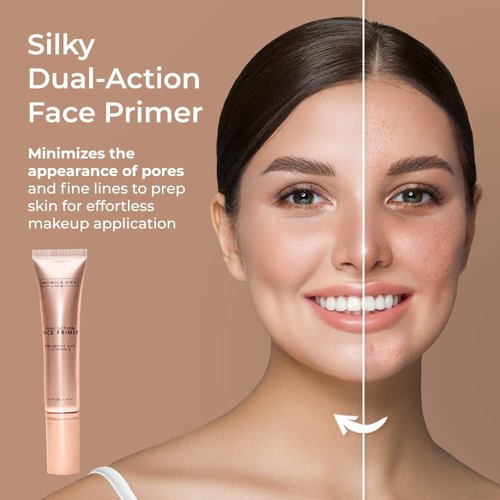 Monica Ann Beauty Dual-Action Face Primer - 15 mL | Hydrating Makeup Primer With Vitamin C & Hyaluronic Acid | Smoothing Translucent Matte Pore Minimizer | Foundation Primer For Any Skin Tone