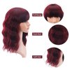 HNYBEE Dark Red Wig with Bangs for Women Short Wavy Bob Wigs 14 Inches Shoulder Length Synthetic Heat Resistant Wig Daily Party Cosplay Wig