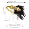VENOFEN 1920s Flapper Headpiece Gatsby Feather Headband Rhinestone Chain Gold Vintage Style Headpiece Roaring 20s Accessories for Women and Girls
