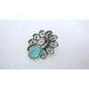 Generic Turquoise blue peacock stone crystal metal alligator hair clip fine thin hair
