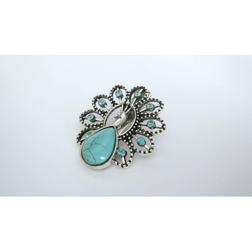 Generic Turquoise blue peacock stone crystal metal alligator hair clip fine thin hair