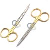 G.S Set of 2 O.R Grade IRIS Scissors Straight and Curved Reusable Gold Plated Handle 4.5"