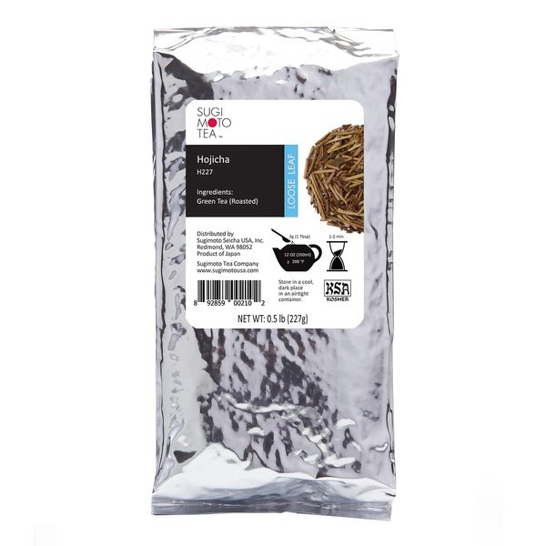 SUGIMOTO TEA Japanese Hojicha Roasted Green Tea Loose Leaf 0.5 lb (227 g) Pack of 1, Rich Aroma And Toasted Flavor Made in Shizuoka Japan
