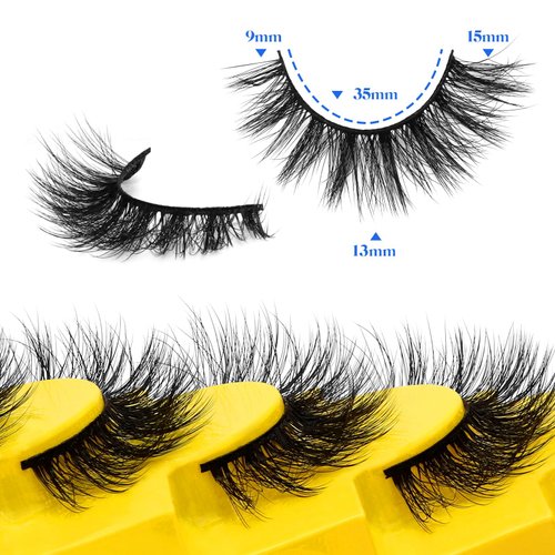 ESHARP False Eyelashes Fluffy Mink Lashes 15mm Wispy Cat Eye Lashes 3D Volume Handmade False Lashes Soft No Burden Natural Look Strip Lashes,7 Pairs Lashes Pack
