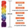 HAIRCUBE Ombre Braiding Hair 24 Inch 3 Packs Pre Stretched Box Braids Colorful Rainbow Twist Braiding Hair Extensions Synthetic Crochet Braiding (Rainbow Color)