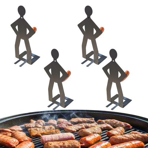 natalieenati 4 PCS Funny BBQ Stand Man Hot Dog Holder-Reusable Stainless Steel Hotdog and Sausage Stand-Portable Hot Dog Roaster-Barbecue Grill Accessories-Ideal For Camping And Party Gifts