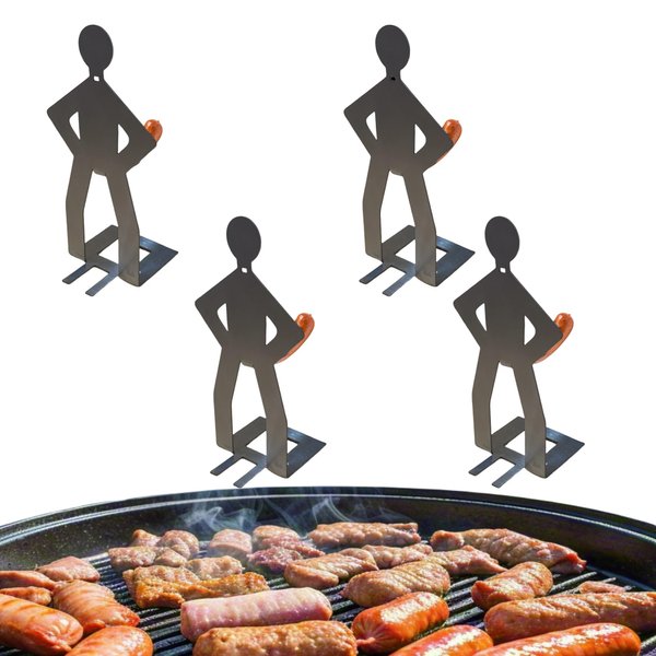 natalieenati 4 PCS Funny BBQ Stand Man Hot Dog Holder-Reusable Stainless Steel Hotdog and Sausage Stand-Portable Hot Dog Roaster-Barbecue Grill Accessories-Ideal For Camping And Party Gifts