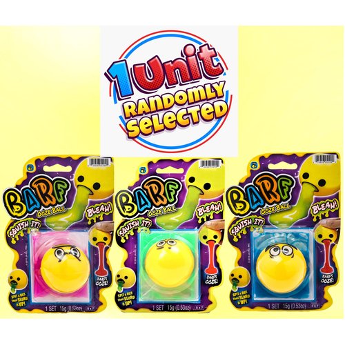 JA-RU Squishy Barf Balls (1 Ball Assorted) Smiley Face Vomit Slime. Stress Relief Squeeze Fidget Toys for Kids. Silly Funny Puking Toy Prank Items Party Favors Easter Egg Fillers. 5299-1