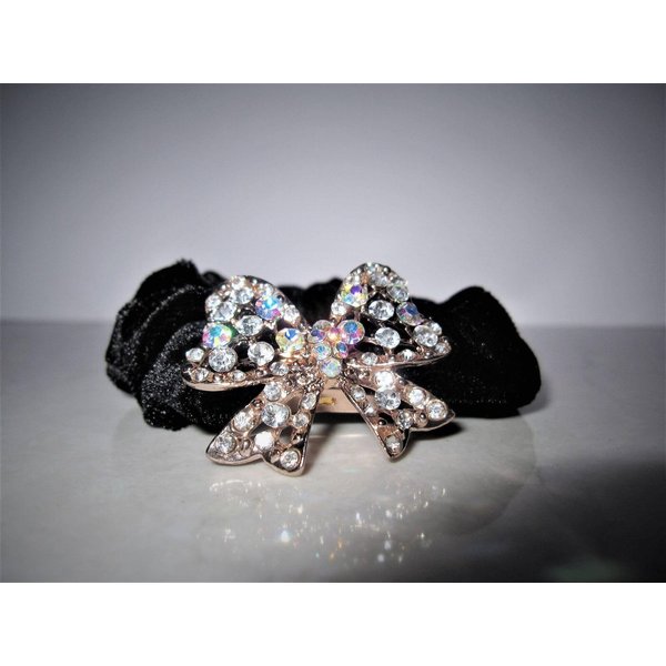 Bow shaped hair tie pony tail holder scrunchie with crystals