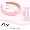Vovii Rhinestone Headband & Hair Claw Clip for Women, Beaded Padded Crystal Headband Cute Square Claw Clips for Thick Hair, Glitter Claw Clip Bling Pearls Headband for Hair Fashion Accessories (Pink)