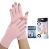 Doctor Developed Arthritis Gloves - Cotton Fingerless Compression Gloves - Hand Compression Gloves for Arthritis Relief - Compression Gloves for Women/Men, With Doctor Handbook (Pink, L)