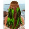 GORTIN Boho Feather Headband Hippie Headbands Indian Feather Headpiece Gypsy Festival Costume Headdress Hair Accessories for Women (Green, Free size)