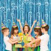 Under The Sea Party Decorations,Blue Backdrop*4+Bubble Garlands*6+Tape*1 for Beach,Water,Pool,Ocean Themed,Mermaid Birthday Decorations,Ocean Baby Shower Party