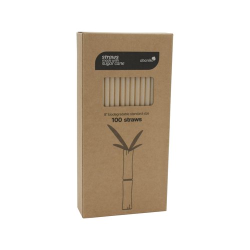 100 pcs of Premium Disposable Biodegradable Drinking Straws, 8.25" Long - Made from Sugar Cane Bagasse, Ideal for Hot and Cold Drinks, Eco-Friendly and Tasteless