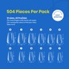 Beetles Gel Nail Kit 504Pcs Pre shaped Clear Short Coffin Full Cover False Acrylic Press on Nail Tips for Gel Art Soak Off Easy Poly Nail Extensions Holiday Gift for Women