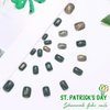 Zehope St Patrick's Day Short Fake Nails Green Press on Nails Four Leaf Clover False Nails Beer Full Cover Nails for Women and Girls 24PCS (Glossy)