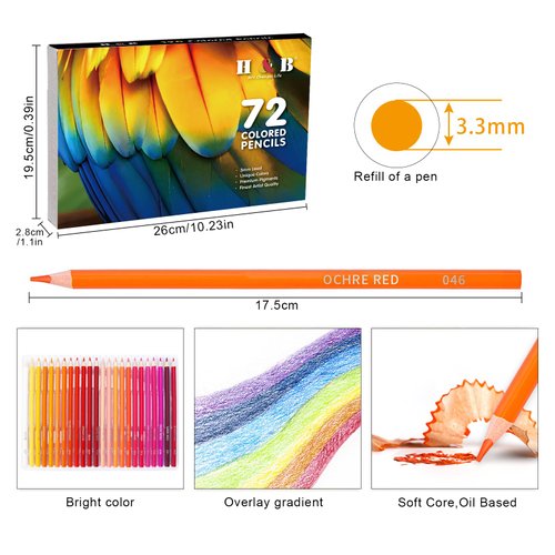 H & B 72PCS Colored Pencils Adult Coloring Books Artist Drawing Sketching Crafting, Color Pencils Set for Adults Pack, Drawing Supplies for Artists