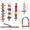 Bird Perch Bird Toys Parakeet Toys,6 Pack Bird Cage Accessories Wooden Chew Toys Perch Stand for Parrot Conure Cockatiel Lovebird Parrotlet Budgie Finches and Other Small to Medium Sized Birds