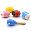 Wooden Easter Eggs Shakers Toys, Maracas Kids Hand Percussion Shakers Percussion Musical for Party Favors Kids Easter Basket Stuffers, 4 Pack Easter Eggs with 2 Shaker Sand Hammer Kit