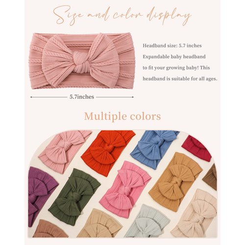 jollybows 18pcs Baby Nylon Headbands Hair Bow Elastics Hairbands Hair Accessories for Baby Girls Newborn Infant Toddlers Kids…