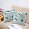 BaoNews Coastal Navy Blue Pillow Covers, Coastal Starfish Repeat Pattern Navy Turquoise Square 20 x 20 Inches Decorative Throw Pillow Covers Cotton Cushion for Sofa Bedroom Car, Blue 06, Set of 2