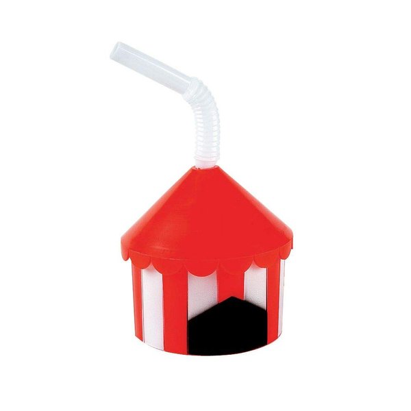 Big Top Plastic Cups with Straw,12 pack