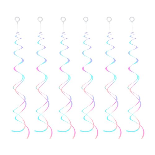 30 Pieces Iridescent White Hanging Swirls, Foil Swirl Hanging Decorations Plastic Steamers for Ceiling, Dangling Whirls Wedding Baby Shower Birthday Party Decorations