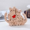 Personalized Wooden Bear Family Puzzles 1-8 Names Customizable Wooden Puzzle Home Table Decor Gift for Dad Mom Couple (Cats)