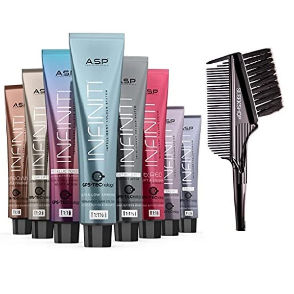 ASP Affinage INFINITI Ultra-Low Ammonia Permanent Hair Color Dye Haircolor w/Shea Butter & Argan (w/Sleek 3-in-1 Brush Comb) Infinity Intelligent Colour (5.0 Light Brown)