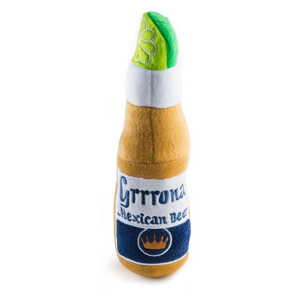 Haute Diggity Dog Grrrona Beer Bottle, Plush Designer Dog Toys with Interactive Squeaker, Stimulating Pet Enrichment, Machine-Washable & Safe Materials for All Breeds, Size Medium