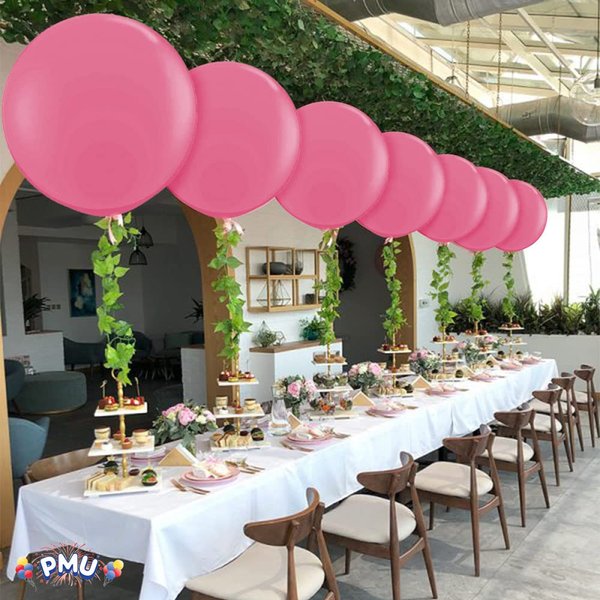 PMU Premium Latex Balloons - Jumbo Size Balloons for Birthdays, Wedding Parties, Baby Shower, Indoor & Outdoor Party Events & Decoration Supplies - Made in USA, 36 Inch Flamingo Pink, Pkg/3