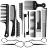 SALONSILK Women Hair Comb Set - 14PCS Wide Tooth Comb Rat Tail Combs - Styling Combs Pick for Curly - Teasing Parting Fine Comb - Professional Barber Cutting Braiding Combs Set