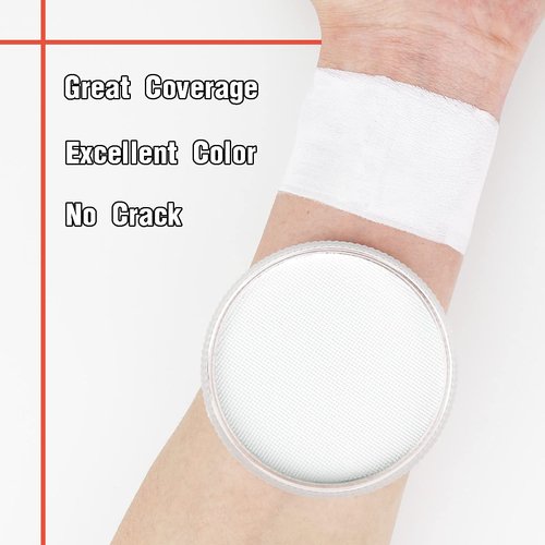 Bowitzki 30g Professional Face Paint Body Paint Water Based Face painting Makeup Safe for Kids and Adults Split Cake Single Color (White+Red)