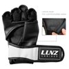 Luniquz MMA Gloves for Kids Adults Punching Bag Boxing Sparring Grappling, Half Finger with Thick Padding Long Wrist Wrap, S/Black
