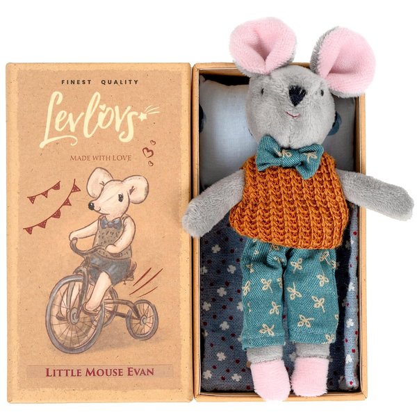 LEVLOVS Mouse in a Matchbox Toy Baby Registry Gift Plush Toy Circus Mouse