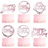 6-Pack Rose Gold Birthday Cake Topper Set, Double-Sided Glitter, Acrylic Happy Birthday Sign Cake Toppers/Cupcake Toppers, Birthday Party Decorations Supplies for Girls and Mom.