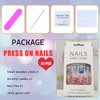 Press on Nails Medium Square Fake Nails Acrylic False Nails with Colorful Clouds Design Glossy Acrylic Nails Full Cover Glue on Nails for Women 24 Pcs