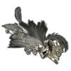 Rhinestone Floral Galore Feather Accent Wedding Bridal Hair Comb Clip Brooch - Ivory