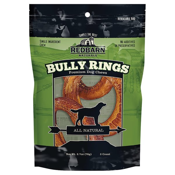 Redbarn All-Natural 4" Bully Stick Rings for Dogs - Premium Grain-Free & Rawhide-Free Single Ingredient Long Lasting Low Odor Dental Treat for Chewers - 3 Count