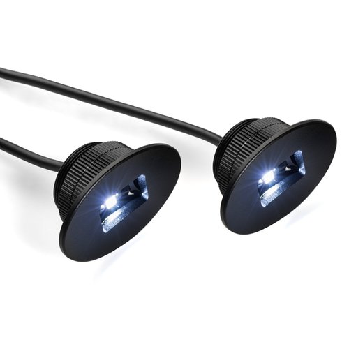 Set of 2 Bright White Marine LED Stern Lights for Bass, Lake, River, Boating, Kayak, Ocean, Sailing, Fishing, Pontoon. Flush bolt-style housing fits 1 inch hole (Black Aluminum)