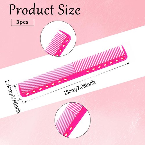 3Pcs Cutting Carbon Combs for Hair Stylist, Haircutting Carbon Fiber Combs Barber Comb Hair Stylist Professional Heat Resistant Comb Medium and Fine Tooth All Purpose Combs for Man Woman Clipper Cuts