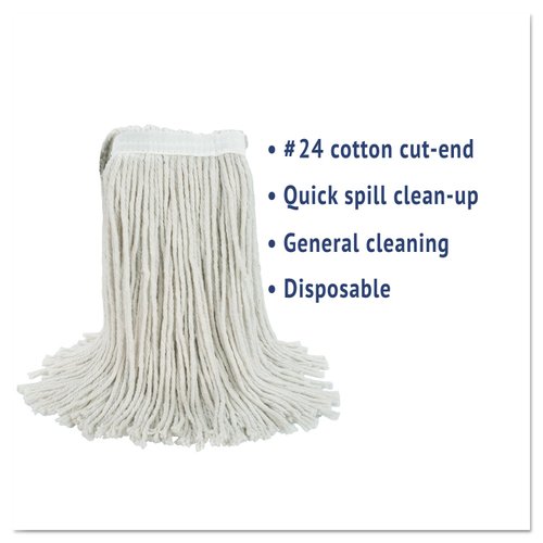 UNISAN Cut-End Wet Mop Head, Cotton, 24 Size, White (2024C)