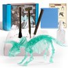 KidEwan Glowing Dinosaur Digging Fossil Kit, Dino Excavation Kits for Kids,Educational Science Kits for Boys, Dig Up Dinosaurs Skeleton Set for Girls(Triceratops)