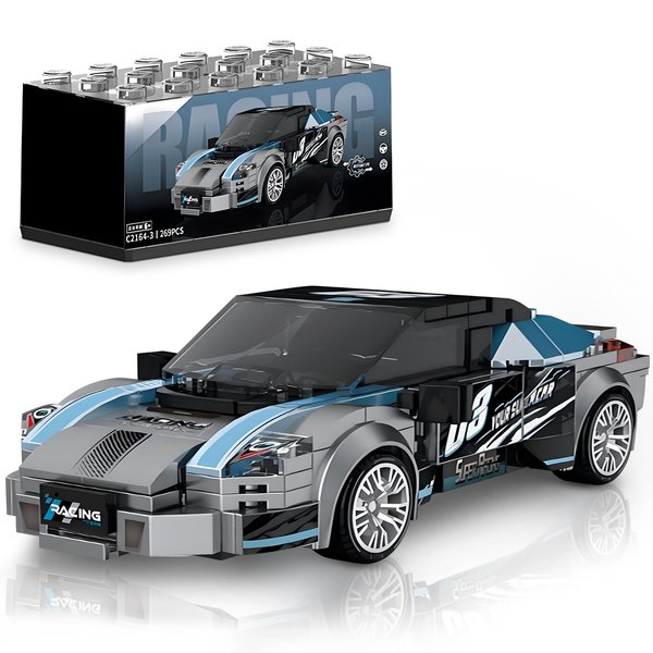 HIGH GODO Super Racing Car Building Sets with Display Case, Collectible Champion Car Model DIY Building Kit, Cool Vehicles Construction Toy Sets for Adult Teens Kids Gift Idea(269 Pieces)