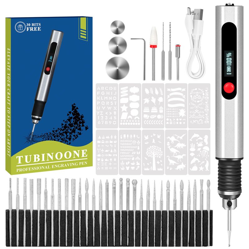 Culiau Stylo de gravure personnalisable : ultime sans fil portable pour artistes et bricoleurs - Gravez plus de 50 surfaces - Adapté aux débutants - Rechargeable - 30 bits gratuits et guide de