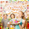 Groovy Party Backdrop Banner Hippie Birthday Two Groovy Party Decoration Daisy Flower Boho Party Photography Backdrop Groovy Party Supplies(6 x 3.6 ft)